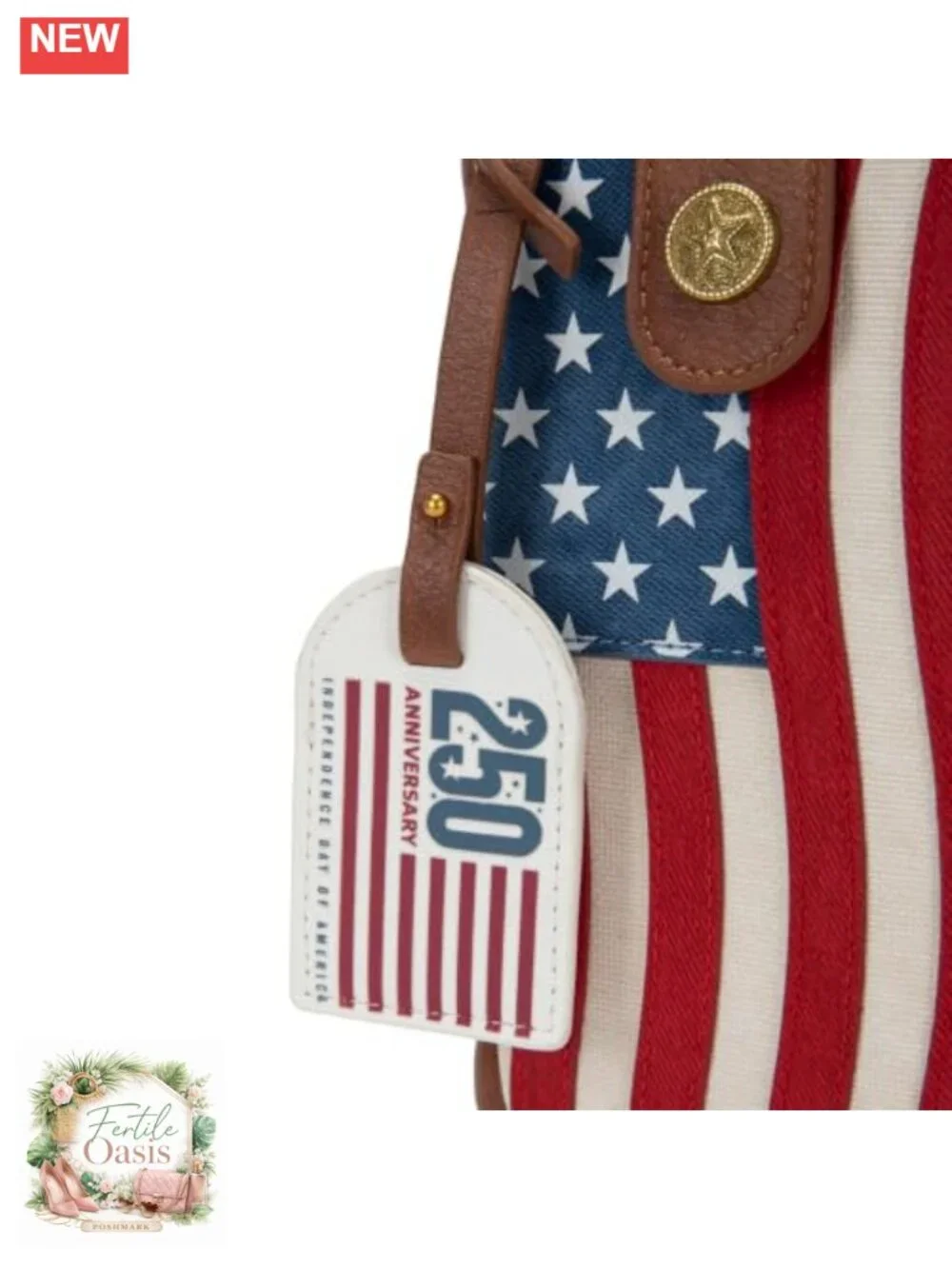 Patriotic Purse Charm Keychain Faux Leather 250 Flag Keyring Bag Tag